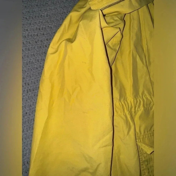 Eileen Fisher Jacket Medium Womens Yellow Anorak Rain Coat Full Zip High Collar - Picture 7 of 12